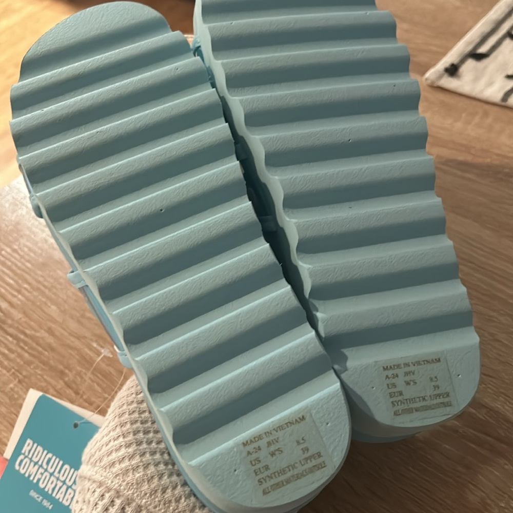 Reef Blue Platform Sandals Chunky Sole vista hi energy slides 8.5 clear teal - Picture 10 of 12